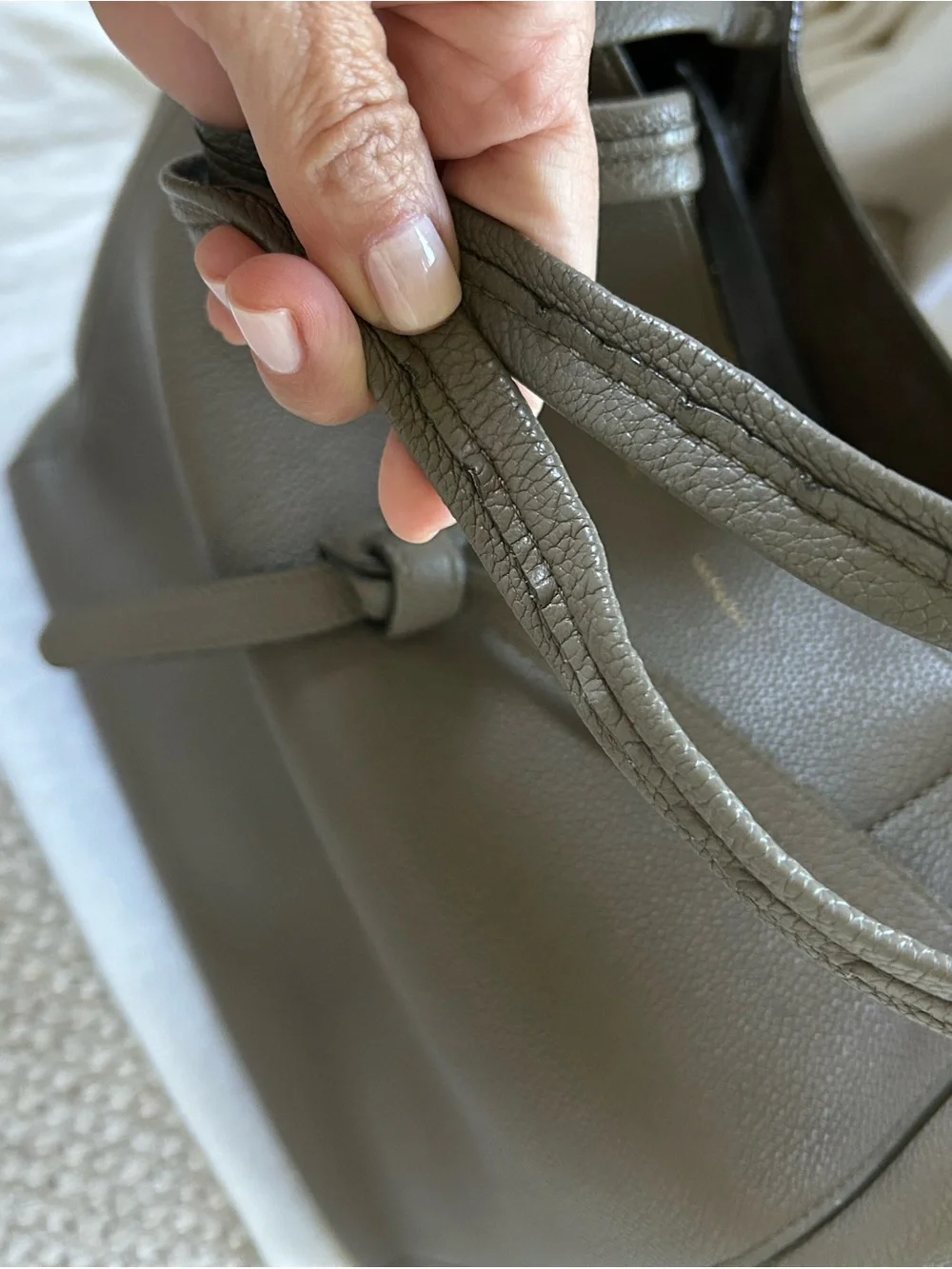 Celine Leather Small Cabas Phantom w/ Belt in Taupe